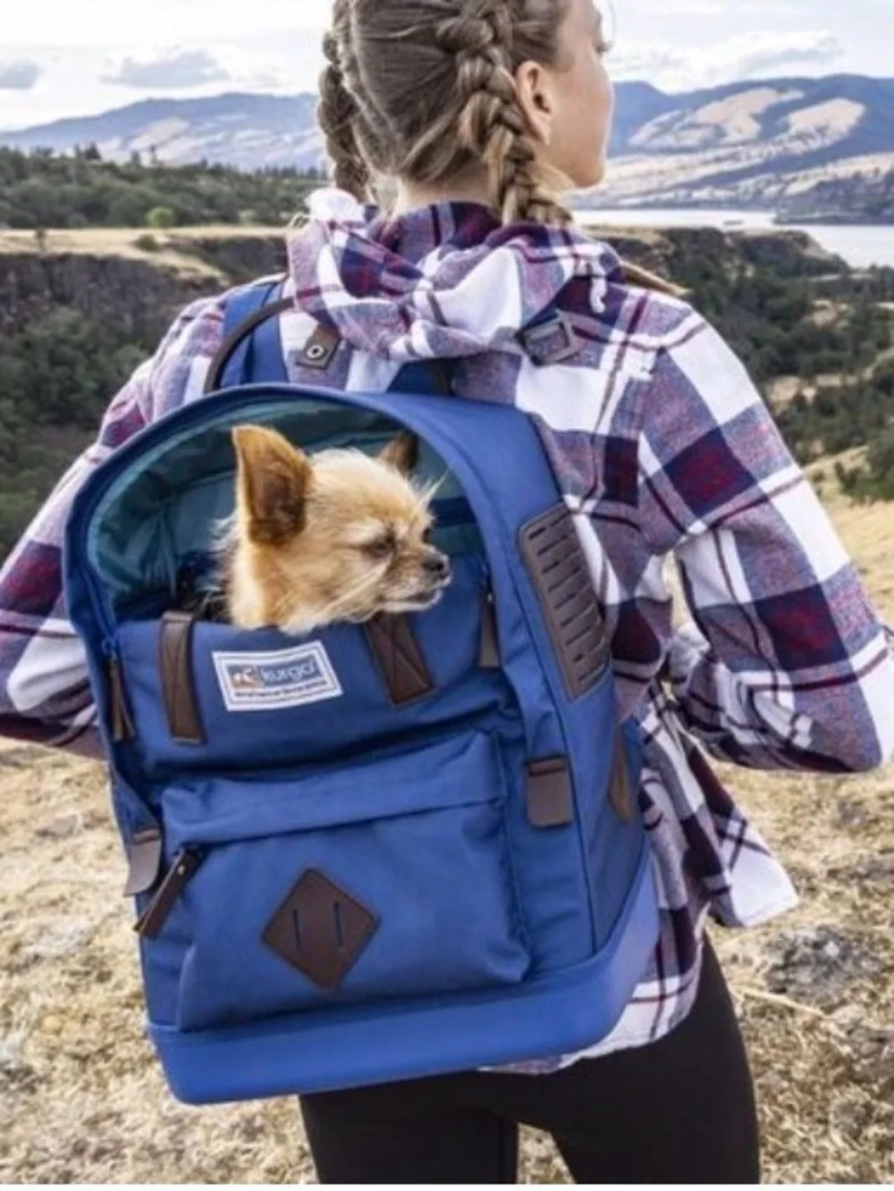 Kurgo Blue Backpack Pet Carrier with Teal Interior